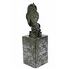 Image 9 : Bird Owl Bronze Sculpture on Marble Base Statue