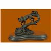 Image 1 : Fox Wild Animal Bronze Statue on Marble Base Sculpture