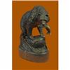 Image 1 : Young Bear With Catch of The Day Bronze Sculpture on Marble Base Statue