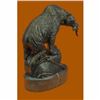 Image 3 : Young Bear With Catch of The Day Bronze Sculpture on Marble Base Statue