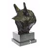 Image 8 : Man Best Friend French Bulldog Bronze Sculpture on Marble Base Statue