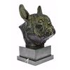 Image 9 : Man Best Friend French Bulldog Bronze Sculpture on Marble Base Statue