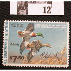 1980 U.S. Department of the Interior Migratory Bird Hunting Stamp, RW#47, OG, not hinged, VF, Signed