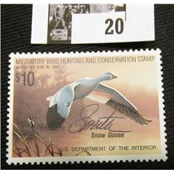 1988 U.S. Department of the Interior Migratory Bird Hunting Stamp, RW#55, OG, not hinged, VF, Signed