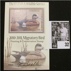 2010 U.S. Department of the Interior Migratory Bird Hunting Stamp, RW#77B, Pane, not hinged, EF, Sig