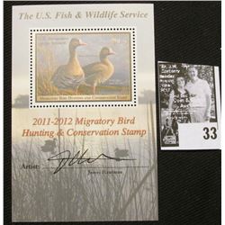 2011 U.S. Department of the Interior Migratory Bird Hunting Stamp, RW#78B, Pane, not hinged, EF, Sig