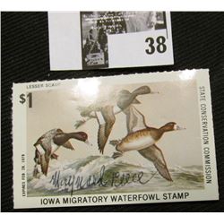 1977 Iowa State Conservation Commission Migratory Waterfowl Stamp, Signed by the Artist "Maynard Ree