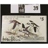 Image 1 : 1979 Iowa State Conservation Commission Migratory Waterfowl Stamp, VF, NH, Signed by the Artist "And