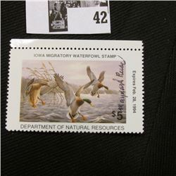 1993 Iowa State Conservation Commission Migratory Waterfowl Stamp, VF, NH, Signed by the Artist "May