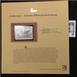 2006 California Duck $14.95 Stamp depicting Greater White-fronted Goose, Pristine Mint condition in 