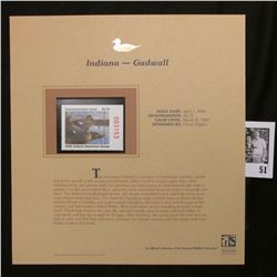 2006 Indiana Waterfowl $6.75 Stamp depicting Gadwall Ducks, Pristine Mint condition in plastic page 