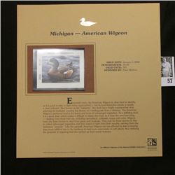 2006 Michigan Waterfowl $5 Stamp depicting American Widgeon Duck, Pristine Mint condition in plastic