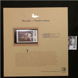 2006 Nevada Duck $10.00 Stamp depicting Tundra Swan, Pristine Mint condition in plastic page with li