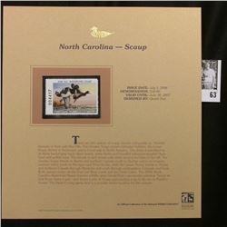 2006 North Carolina Waterfowl $10 Stamp depicting Scaup Ducks, Pristine Mint condition in plastic pa