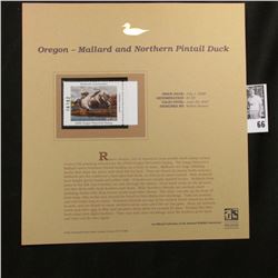 2006 Oregon Waterfowl Conservation $7.50 Stamp depicting Mallard and Northern Pintail Ducks, Pristin