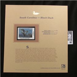 2006 South Carolina Migratory Waterfowl and Hunting $5.50 Stamp depicting Black Ducks, Pristine Mint