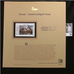 2006 Texas Parks and Wildlife Department $7.00 Stamp depicting Green-winged Teal, Pristine Mint cond