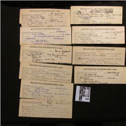 (10) 1923 era  Motorcycle Registration Card  postal cards from Australia.