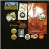 Image 1 : Pin-back with Crown beneath dog; "Iowa" Magnet with deer and eagle; brochure of Buffalo coin; severa