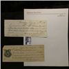 Image 1 : 1880 Receipt from Brooklyn for $323.00; 1905 Reciept from Ithaca, New York in payment for 20 Shares 
