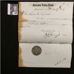 Dec. 19th, 1863 Mohawk Valley Bank letter signed by the Cashier L.H. Pomeroy & 1922 D U.S. Peace Sil