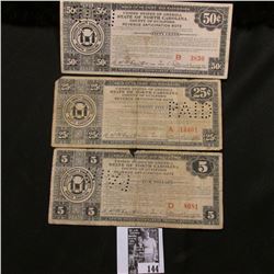 .25c, .50c, & $5 1933 Depression Scrip "U.S.A. State of North Carolina County of Guilford"