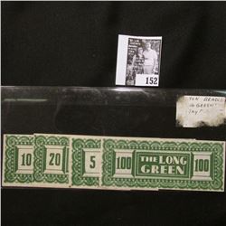 5, 10, 20, 100  The Long Green  Milton Bradley  Long Green  Game Play Money.