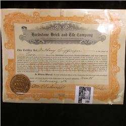 1926 Stock Certificate Share No. 73 for 2 Shares "Hardstone Brick and Tile Company", Missouri. Doesn