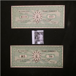 1938 Mt. Carmel Center, Waco, Texas $5 & $10 Trade Currency, CU. Home of the Branch Davidians.