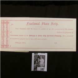 1860 "Fractional Share Scrip This Certifies that the bearer is entitled to use this instrument to th