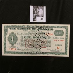 Nov. 1, 1934 One Dollar Depression Scrip  The County of Atlantic, New Jersey , City of Ventnor City,