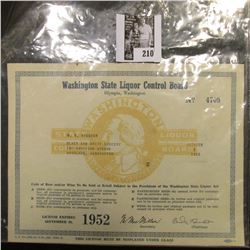 October 1, 1951 "Washington State Liquor Control Board Olympia, Washington" issued to "Black and Whi