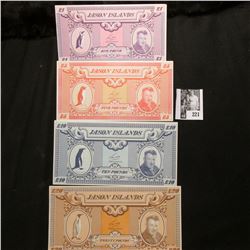L1, L5, L10, & L20 "Jason Islands Set of CU Banknotes. Len Hill depicted.
