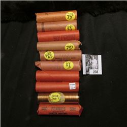 (10) Rolls of U.S. Memorial Cents, several of which are BU. All in paper wrappers and unchecked by m