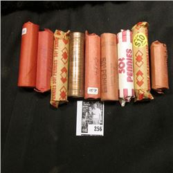 (8) Rolls + a partial Roll of U.S. Wheat Cents, includes a BU roll 1956D, 58P, & 58D. Others dat bac