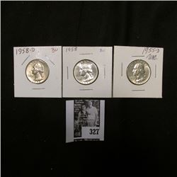 1955 D, 58 P, & D Gem BU Washington Quarters.