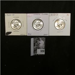 1959 D, 60 P, & D Gem BU Washington Quarters.