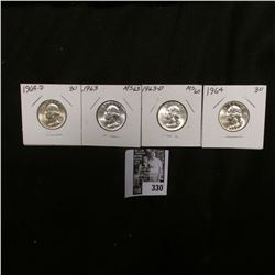 1963 P, D, 64 P, & 64 D Gem BU Washington Quarters.