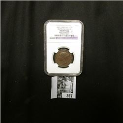 1857 Great Britain Half Penny NGC slabbed Dots on Shield AU Details Rim Damage.