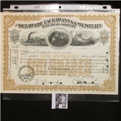 April 13, 1960 100 Shares of "The Delaware, Lackawanna & Western Railroad Company" Stock Certificate