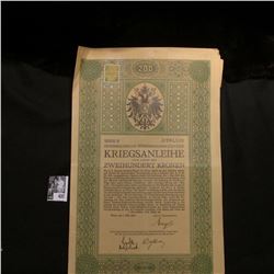 1915 "Serie B No 294,538 Osterreichische Funfeinhalbprozentige Kriegsanleihe Vom Jahre 1915 Zweihund