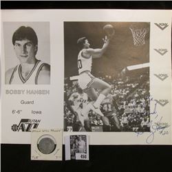 Black and White autographed photo "Bobby Hansen Guard 6'-6" Iowa Utah Jazz"; & a Milwaukee Prison To