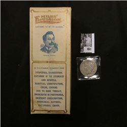 1923 S U.S. Peace Silver Dollar, Fine; & Original Box with bottle of  Milks' Emulsion Nature Remedy…