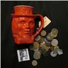 Image 1 : 1976 "Frankoma" Uncle Sam Mug, no chips or cracks; & an unsorted group of Foreign Coins and tokens.