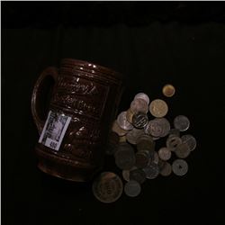 Ceramic Mug "Goldenglow Special Brew","Blumer's Special  Brew" with a large group of unsorted foreig