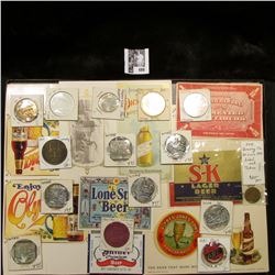 12" x 16" Glass-faced case full of Breweriana Medals, Tokens, and Etc.