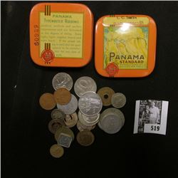 Panama Standard Manifold Supplies Co. Brooklyn, New York, U.S.A. Tin with an unsorted group of Forei