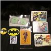 Image 1 : Group of Batman memorabilia including cards, scrip, and a pin-back.