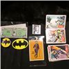 Image 2 : Group of Batman memorabilia including cards, scrip, and a pin-back.