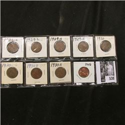 1926S, (3) 29S, (2) 30P, D, S, & 46P Lincoln Cents. Grades up to BU.